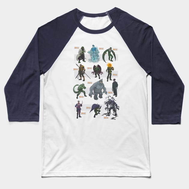 Villains III Baseball T-Shirt by DCMiller01